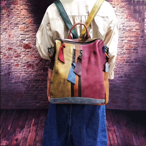 Women Backpack Cowhide Leather Backpacks Casual - Image 7