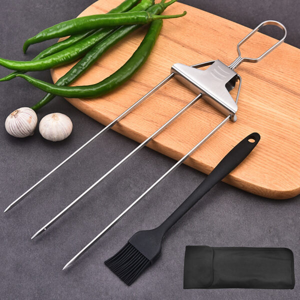 3-Prong Skewer Stick Needles Kebab 3 Way Forks Stainless Steel Barbecue Grill Fork Household BBQ Non-stick - Image 4