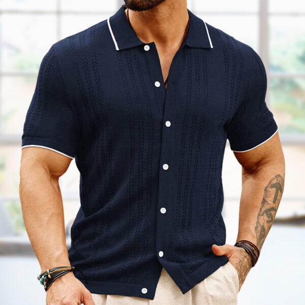 Short-sleeved Polo Shirt Summer Button Lapel Top Fashion Business Men's Clothing - Image 2