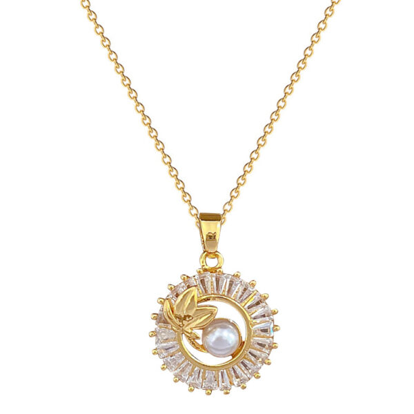 Fashion Jewelry Square Full Diamond Personalized Round Ring Leaves Necklace And Earrings Suite - Image 6