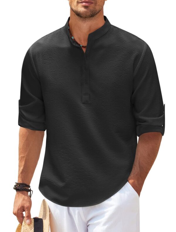 Stand Collar Button Shirt Summer Pineapple Texture Shirt Casual Top Men's Clothing - Image 8