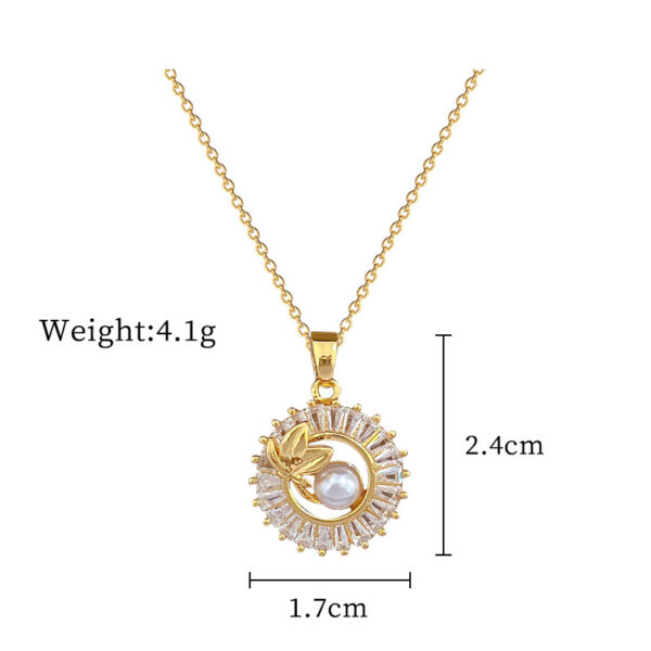 Fashion Jewelry Square Full Diamond Personalized Round Ring Leaves Necklace And Earrings Suite - Image 3