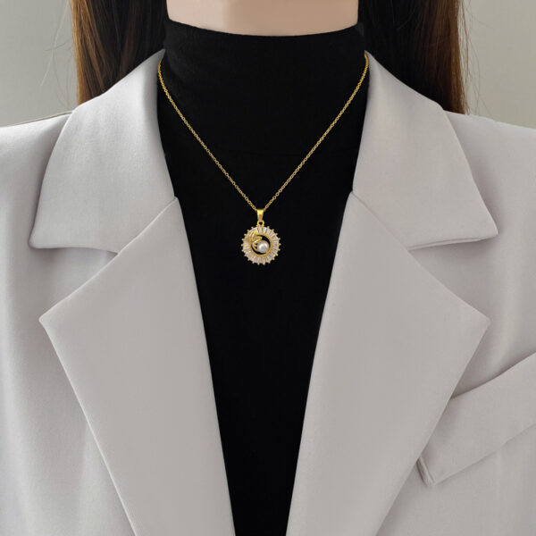 Fashion Jewelry Square Full Diamond Personalized Round Ring Leaves Necklace And Earrings Suite - Image 7