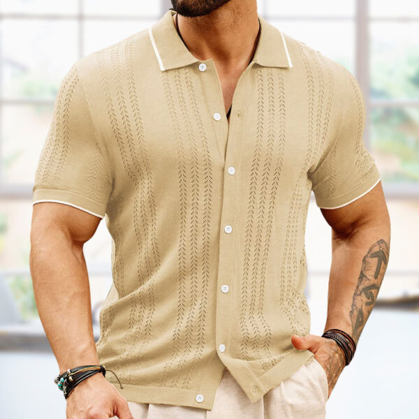 Short-sleeved Polo Shirt Summer Button Lapel Top Fashion Business Men's Clothing - Image 5