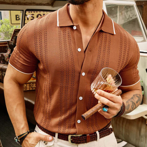Short-sleeved Polo Shirt Summer Button Lapel Top Fashion Business Men's Clothing - Image 8
