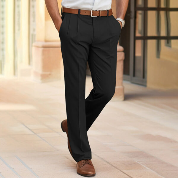 Men's Casual Suit Pants Fashion Trousers Mid Waist Straight Long Pants For Office Business Formal - Image 5