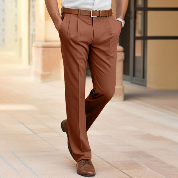 Men's Casual Suit Pants Fashion Trousers Mid Waist Straight Long Pants For Office Business Formal - Image 4