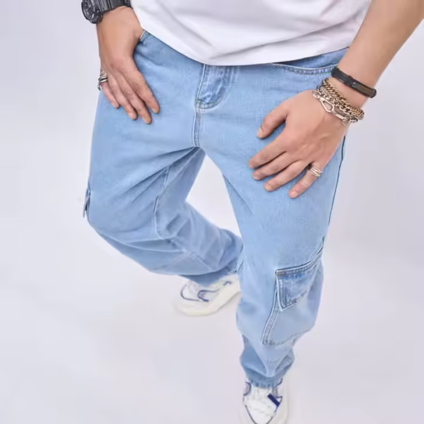 Men's New Style Jeans Straight Pants Pure Color Trend New Fashion - Image 2