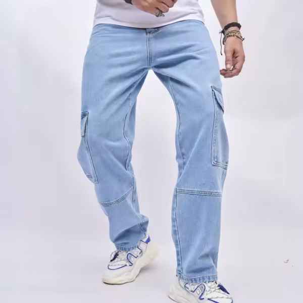 Men's New Style Jeans Straight Pants Pure Color Trend New Fashion - Image 4