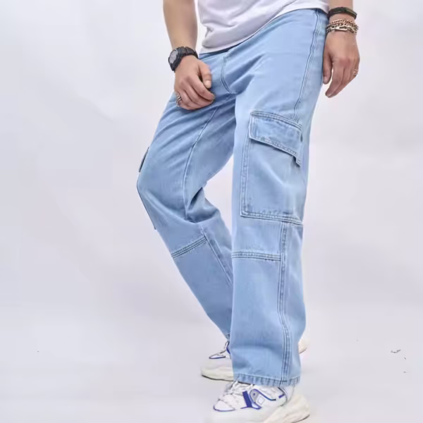 Men's New Style Jeans Straight Pants Pure Color Trend New Fashion - Image 3